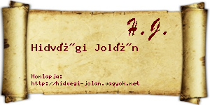 Hidvégi Jolán névjegykártya